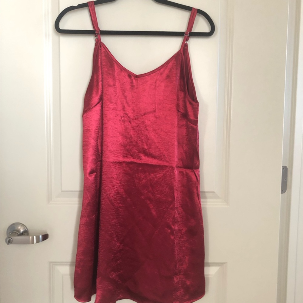 Red Satin Slip Dress